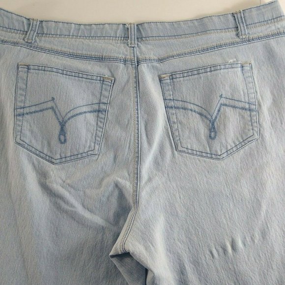JMS Just My Size Capris Jeans Button Hems Light Wash Comfort Waist 20 W - Picture 4 of 5